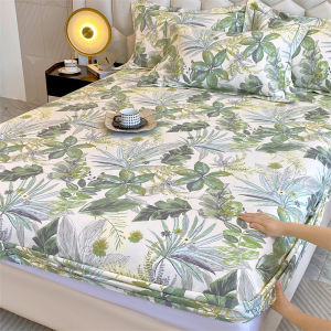 Alls Wonderland ชุดผ้าฝ้ายผ้าปูเตียงเย็บมุมลายดอกไม้ผ้าคลุมที่นอนห่อเต็มตัวระบายอากาศได้ผ้าเนื้อนุ่ม100%