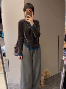 Knitted Loose Velvet T-Shirt for Women