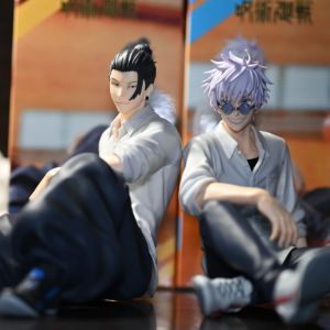Bandai | 10CM Jujutsu Kaisen Anime Satoru Gojo & Geto Suguru Yumemirize Sitting Posture Action Figure Genuine Model Figurine Toy