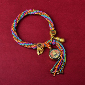 Red String Bracelet Tibetan Style Tangka Hand Cord WuYi Manjusri Lucky Charm Zodiac Animal Protection Colorful Rope Jewelry