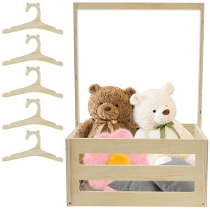 Baby Shower Crate Closet Smooth Wood Baby Shower Basket with Portable Handle Large Capacity Baby Storage Crate with 5 Hangers