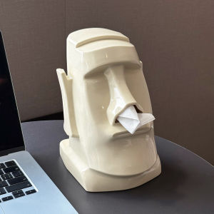 กล่องใส่ผ้าเช็ดหน้ารูปหินโมอี ชั้นวางรองเท้าหูฟังแบบพับได้ ตกแต่งห้องนอน ห้องนั่งเล่น สไตล์วินเทจ กล่องใส่ผ้าเช็ดหน้าแบบดึงขึ้นได้