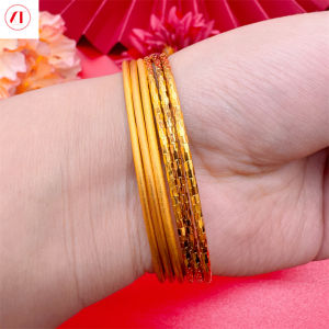 เครื่องประดับผู้หญิงเกาหลี3ใน1ชุดสร้อยข้อมือบาง24K ชุบทองของแท้916