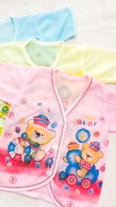 (6 PCS & 3 PCS) BAJU BAYI LENGAN PENDEK KANCING DEPAN NEW BORN WARNA