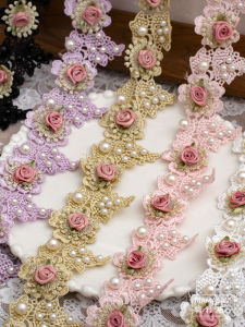 ตกแต่งเสื้อผ้า DIY ดอกกุหลาบหอม 3 มิติทำมือ เสื้อผ้าปักลูกปัด วัสดุตกแต่งสำหรับหมวก เครื่องประดับฝ้ายโพลีเอสเตอร์