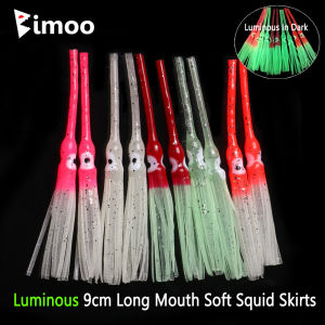 Bimoo 2bags=20pcs Luminous 9cm Long Mouth Soft Squid Skirts Octopus Skirt Sea Fishing Lures Baits Sabiki Rig Fishing Eel Lures