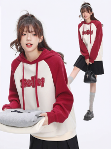 Warrior | Red Auspicious Year Womens Hoodie Chinese Zodiac Design Raglan Sleeve
