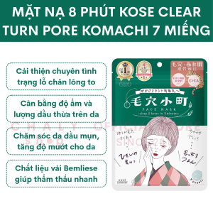 Mặt nạ 8 phút Kose Cosmeport Clear Turn Pore Komachi Mask 7 miếng Nhật Bản
