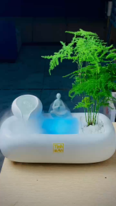 Thác Nước Phong Thủy Để Bàn Tịnh An Mini Thiền Sư Thiền Định Cây Xanh Trang Trí Phòng Khách Văn Phòng