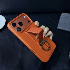 Metal Ring Wrist Strap Bracket Phone Case For iPhone 17 16 15 14 13 Pro Max Plus Air Stand Kickstand Silicone Protective Cover