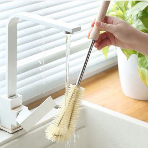 Cleaning Brush Baby Bottle Brush Natural Wooden Long Handle Glass Coffee Mug Cleaner Nylon Brush Thin/Short/Long