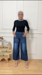 Mesya Celana Kulot Jeans Wanita Remaja Dewasa High Waist Longgar Modis Nyaman