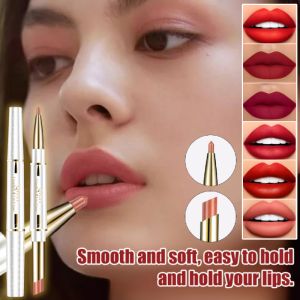 Non-Marking Double-Ended Lip Liner Lipstick Waterproof Long-Lasting Non Decoloring and Non-Stick Cup Lipliner