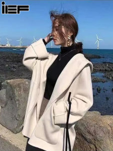 IEF Mùa Thu Và Mùa Đông 2021 Cho Nữ Áo Choàng Pháp Nhỏ Áo Khoác Áo Khoác Len