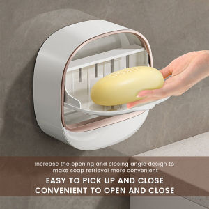 Seeko Creative Soap Box Drain Perforation-Free Shelf Wall-Mounted Soap Box with Lid Laundry Soap Box