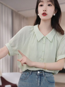 Unique Chic Chiffon Blouses for Women Summer Accessible Luxury Fancy Fashionable Shirt French Style Beautiful Small Top Clothes