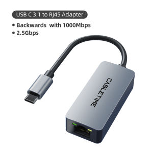 Cabletime | CABLETIME 2.5G 2500Mbps USB Ethernet Adapter to LAN Network RJ45 Aluminum Gigabit USB A Ethernet for Dell MacBook Laptop USB-A/C