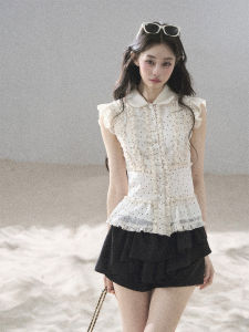 AOMALM | Áo Sơ Mi Chiffon Đốm Pháp Có Cổ Tai Gỗ Cho Nữ
