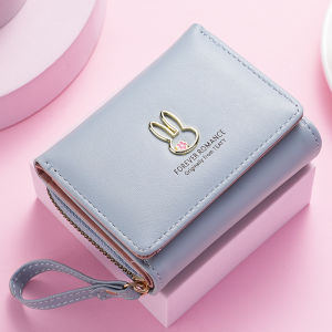 GStar Cute Rabbit Short Card Wallet for Women Slim Mini Purse Ins Fashion Wallets Student Coin Purse Folding Buckle Card Holder
