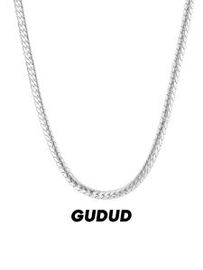 GUDUD | Engraved Cuban Necklace Sterling Silver Chain