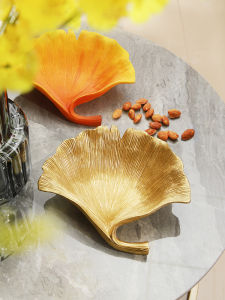 Modern Home Living Room Desktop Decorations Silver Maple Leaf Snack Fruit Tray Sample Room Entrance Key Storage Ornaments