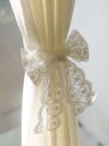 Hegaly Embroidered Lace Curtain Tie Decorative Fabric Artistic Grommet White Vintage Romantic European Style Door Curtain