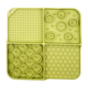 Slow Feeder Mat for Pets - Non-Toxic Silicone (Turquoise) Upgraded Anxiety and Boredom Relief Tool with Aluminum Bowl17x11x2 in