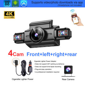 4 Channel Hidden Dash Cam with APP 4K HD Night Vision 24/7 Parking Monitor G-Sensor Loop Recording Motion Detection WDR Blackbox