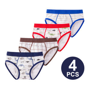 4 cái/lốc cotton bé trai tóm tắt khủng long in hoạt hình thoáng khí bé trẻ mới biết đi trẻ em cậu bé đồ lót quần lót tam giác