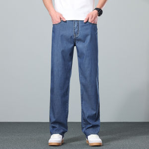 High Quality New Summer Lyocell Fabric Stretch Jeans Business Loose Straight Casual Trousers Fashion Pants Plus Size 28-35 40