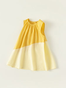 Sweet Style Childrens Dress Color Block Sleeveless Princess Skirt Summer Fashionable Kids Clothing for Girls Ages 3-14