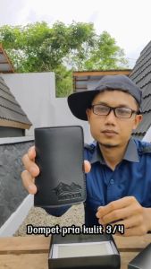 KAHASIL Dompet Pria Tanggung Berdiri 3/4 Keren Kulit Asli Original Double Slot