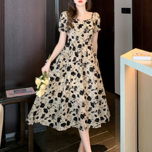 🎀 SIS Korean Fashion Flower Maxi Dress For Women Summer Bubble Sleeve Dress New Style 2024