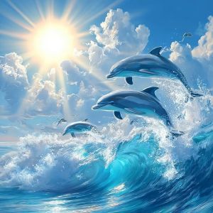 Kayou | Large Jigsaw Puzzle 500/1000 Pieces Dolphin Animal Pattern Paper Puzzles Adult Present Portable Box for Family Games Toys