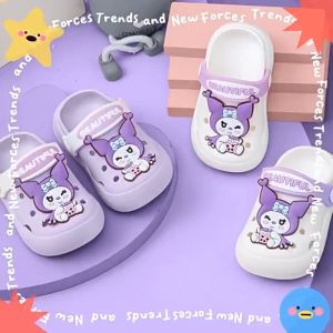 Kuromi Clog Slipper For Kids girls size 15 to 19cm Beach Cave Cave Sandals Anti- Slip Breathable Casual Flip-Flop