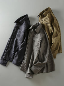 Spring New Style Mens Casual Shirt Texture Sensation Stylish Collar Long Sleeve Standard Fit Youth Fashion Warm Outerwear