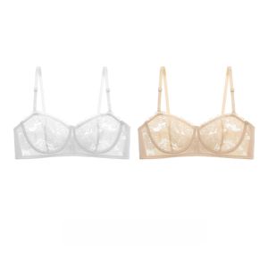 MiiOW | เสื้อชั้นในลูกไม้เซ็กซี่ MiiOW ทรงครึ่ง컵บางเฉียบสำหรับผู้หญิง ป้องกันการหย่อนคล้อย ขนาดใหญ่ ไร้โครง สายเดี่ยวแบบถอดได้