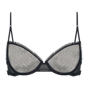 SHIYE | เสื้อชั้นในผ้าตาข่ายโปร่งบางสไตล์ฝรั่งเศสสำหรับผู้หญิง ทรงเกาะอก สายเดี่ยว ดีไซน์เอวสูง ไร้โครง เซ็กซี่ สีดำ ใส่สบาย