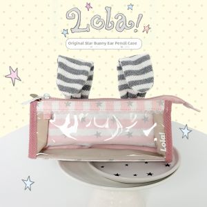 LOLA DESIGN | Soft Striped Bunny Ear Pencil Case