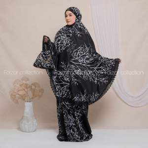 Mukena Dewasa Traveling Motif Printing Ranting Katun Renda