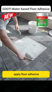 ✨1000G With Brush✨GOOTI Water-Based Acrylic Flooring Adhesive Glue Quick Drying for Vinyl Tiles Carpet Leather PVC Plastic Floor Bonding Easy Odorless No Harmful Eco Friendly Strong Viscosity Universal Adhesive For Hotel House Office Restaurant