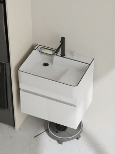 NIUNAISI | Balcony Stainless Steel Bathroom Cabinet Compact Washbasin with Scrub Board