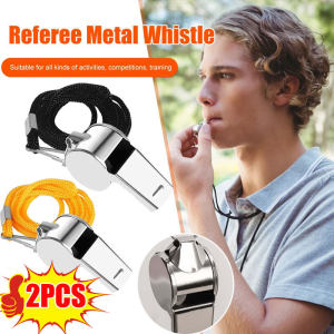 นกหวีดช่วยชีวิตโลหะเสียงดังพิเศษเสียงแหลมนกหวีดสแตนเลส2ชิ้นนกหวีดผู้ตัดสินมืออาชีพนกหวีดฉุกเฉินกลางแจ้ง