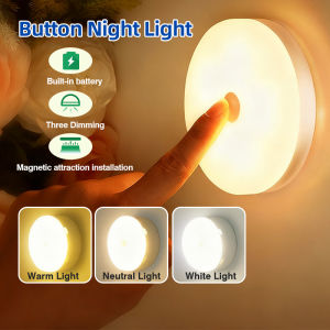 Portable Push LED Lamp Night Light USB Rechargeable Stick-on Push Light Wireless Back Magnetic Cabinet Counter LED 按键小夜灯