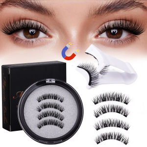 Magnetic Eyelashes Handmade 3D Natural Magnetic False Eyelashes Reusable Magnetic Eyelashes Tweezers Set with Eyelash Curler