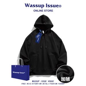 Wassup Issue American Style Hoodie Mens Spring Autumn Couples Sports Clothes Loose Fit Cotton Polyester Blend Casual Wear