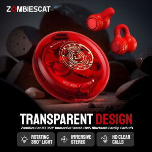 Zombiescat B3 OWS Earclip Bluetooth Earphones Transparent Design Bluetooth Wireless Headphone HiFi Stereo TWS Wireless Earbuds