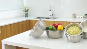 Bộ 2 Bát Trộn Inox Bộ Phụ Kiện Nhà Bếp Máy Giặt Gạo Lọc Lọc Đồ Dùng Gia Đình Dụng Cụ