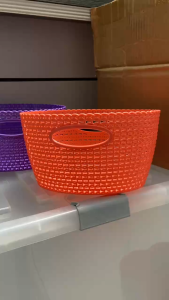 Small Multipurpose Home Storage Basket Woven Plastic Organizer Bin for Cosmetics Snacks Office School Supplies