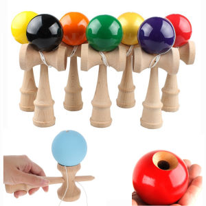 Painted Wooden Handle Ball Toy Outdoor Fitness Ball Training Childrens Eye-Hand Coordination Adult Outdoor Juggling Sports Ball